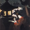 葛飾北斎の娘 応為『夜桜美人図』■